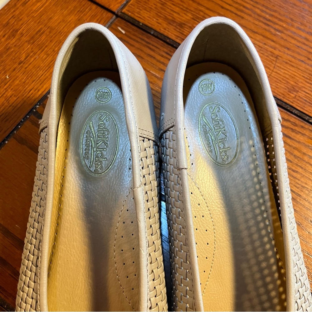 women’s ballet crochet woven flats slippers size 10 W tan beige padded insole - Picture 4 of 6